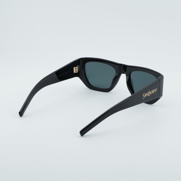 Saint Laurent SL740 005 Sunglasses Shiny Black Square Frame, Grey Lenses